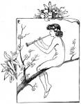 23. Decorative pattern: Flutist on a flowering bra...