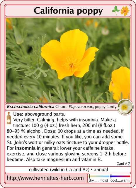 Herbcard 07.2017: California poppy / insomnia.