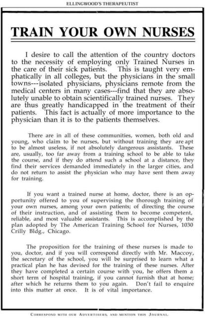 Ad: Nurse Training.