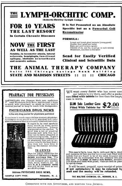 Ad: Animal extracts, Physicians Drug News, Leather...