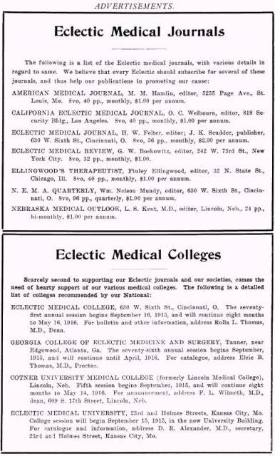 Vol. 7, No. 1, Ad: Eclectic Medical Journals, Ecle...